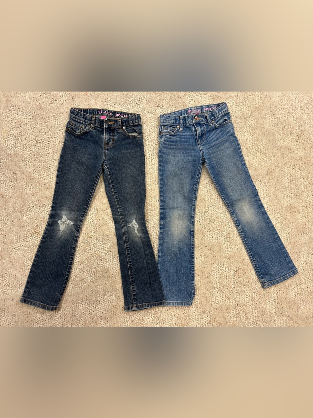 Children’s place Girls' Blue Distressed Bootcut Jeans - Set of 2 size 6X/7S